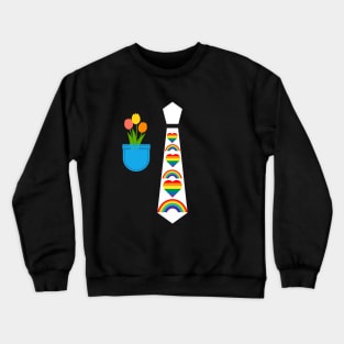 Gay Pride Parade little rainbows tie tux costume with tulips Crewneck Sweatshirt